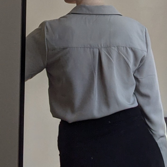 Grey satin button up top - Picture 6 of 7